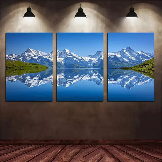 3pcs Mountain Lake in The Alps Canvas Framed 40x60cm - High Quality Print 100% Australian Made Wall Canvas Ready to Hang
