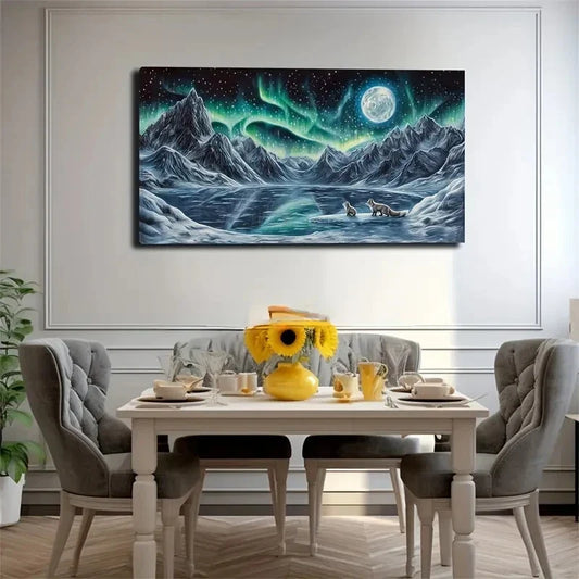 Serene Fox In Snowy Landscape Wall Art Canvas Office Home Room Framed 120x60cm