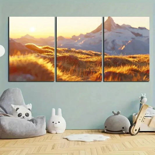 3pcs Xuefeng Sunrise Mountain Nature Metal Print Ready to Hang Art
