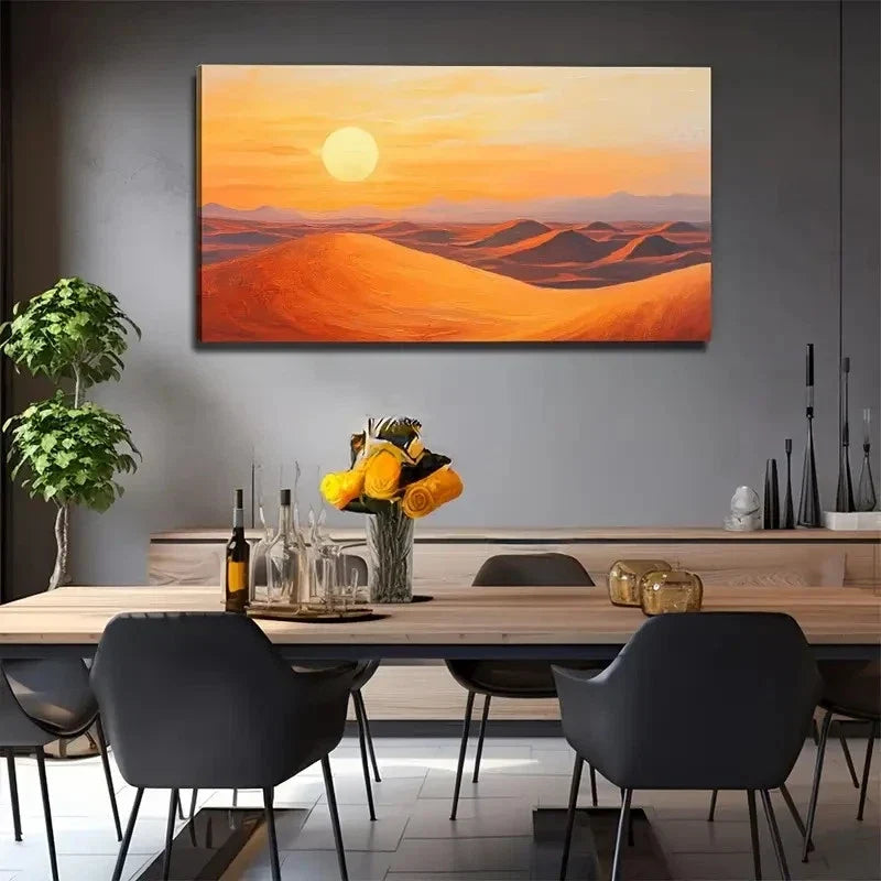 Sunset Desert Yellow Sand Wall Art Canvas Office Home Room Framed 120x60cm