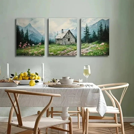 3pcs Aesthetic Cottage Meadow Wildflower  Metal Print Ready to Hang Art