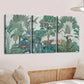 3pcs Tropical Forest & Birds Trees River Clouds Wall Art Set Canvas Framed 40x60cm - High Quality Print 100% Australian Made Wall Canvas Ready to Hang