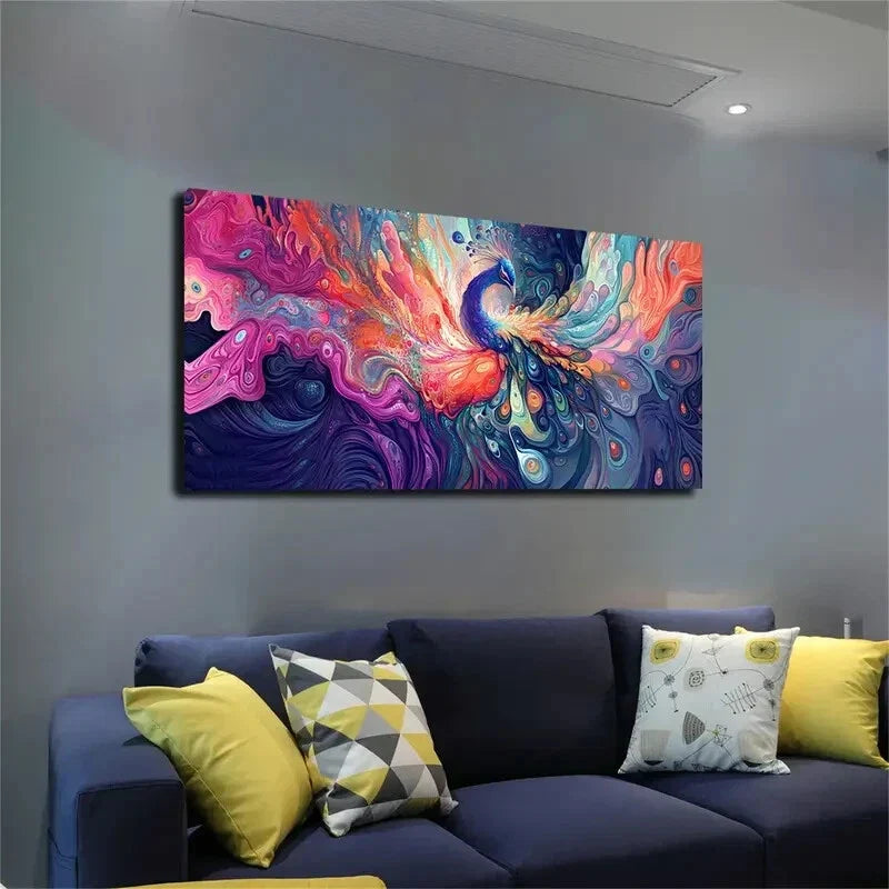 Peacock Feathers Modern Décor Wall Art Canvas Office Home Room Framed 120x60cm