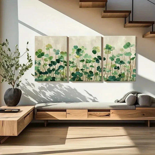 3pcs Abstract Botanical Green Leaves Design Metal Print Ready to Hang Art