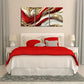 3pcs Red and Gold Plated, Modern Metal Print Ready to Hang Art