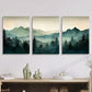 3pcs Abstract Watercolor Green Mountain Landscape Metal Print Ready to Hang Art