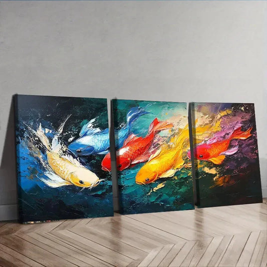 3pcs Colorful Ocean Fish Nature Perfect Wall Art Set Canvas Framed 40x60cm - High Quality Print 100% Australian Made Wall Canvas Ready to Hang