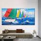 Nautical Sailboats Ocean Waves Wall Art Canvas Office Home Room Framed 80x45cm