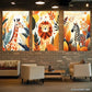 3pcs Safari Autumn Adventure Lion Giraffe Zebra Metal Print Ready to Hang Art