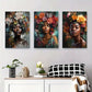3pcs Vibrant Floral Headdress Portraits Metal Print Ready to Hang Art