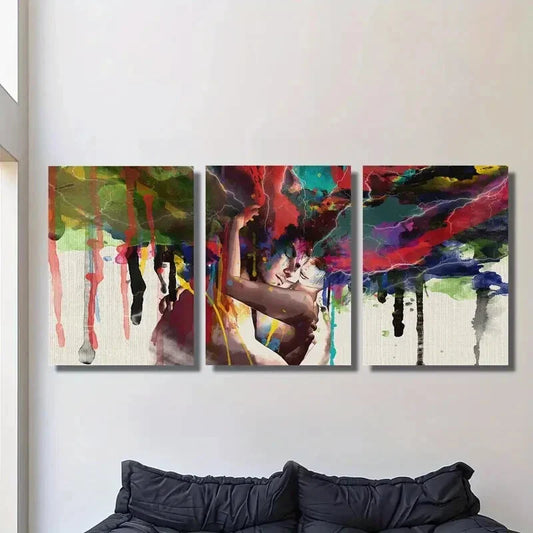 3pcs Modern Love Embrace Abstract Metal Print Ready to Hang Art