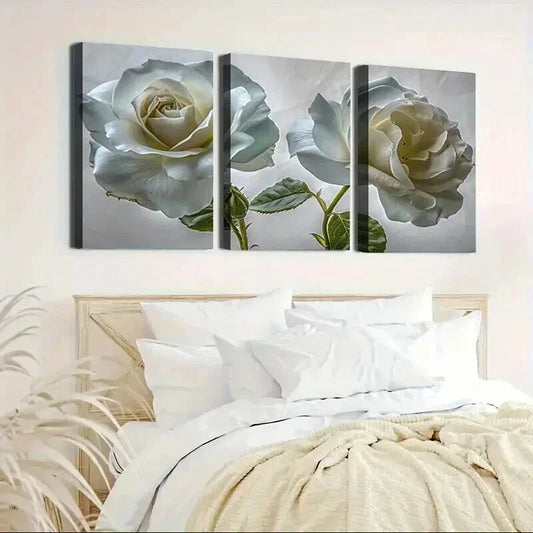 3pcs Exquisite Rose Floral Hanging Pictures Wall Art Set Canvas Framed 40x60cm - High Quality Print 100% Australian Made Wall Canvas Ready to Hang