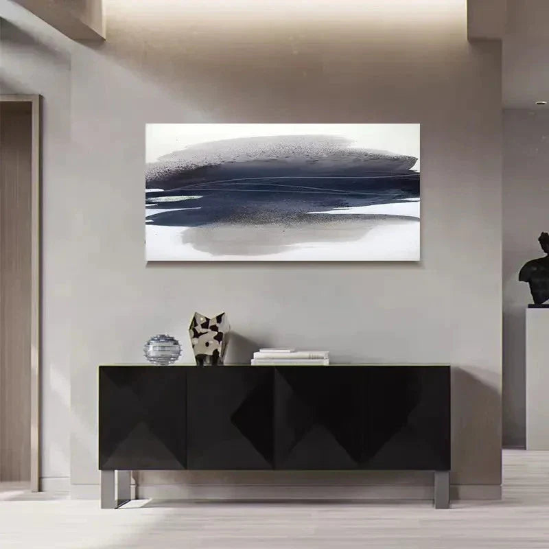 Abstract Black Ink Graffiti Versatile Wall Art Canvas Office Home Room Framed 120x60cm
