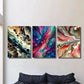 3pcs   Abstract Gradient Bubble Colorful Fluid Post  Art Metal Print Ready to Hang Art