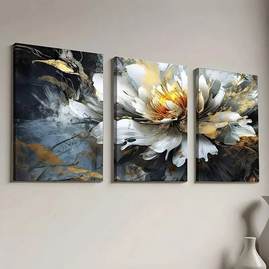 3pcs Aesthetic Abstract Floral Landscape Wall Art Set Canvas Framed 40x60cm - High Quality Print 100% Australian Made Wall Canvas Ready to Hang