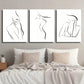3pcs Black And White Female Body Line Metal Print Ready to Hang Art