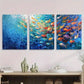 3pcs Colorful Fish in Blue Waters Ocean Metal Print Ready to Hang Art