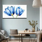 Two Poppies Blue Poppies Wall Art Canvas Office Home Room Framed 80x45cm