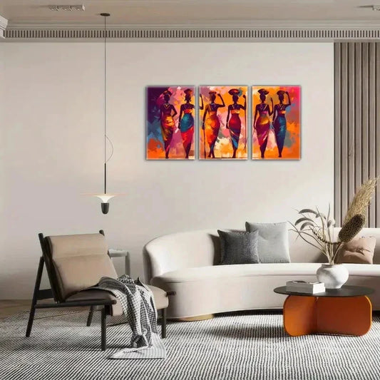 3pcs Vibrant African American Culture Colorful Metal Print Ready to Hang Art