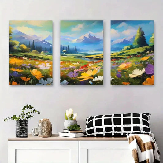 3pcs Colorful Mountain Landscape Vibrant Wild Metal Print Ready to Hang Art
