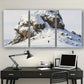 3pcs Men Under Snow Capped Mountains Metal Print Ready to Hang Art