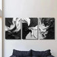 3pcs Modern Abstract Black And White Textured Metal Print Ready to Hang Art