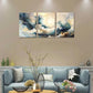 3pcs  Abstract Blue & Golden Marble Metal Print Ready to Hang Art