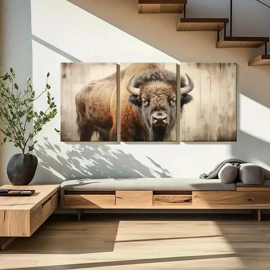 3pcs Rustic, Wildlife, Vintage Cattle Metal Print Ready to Hang Art