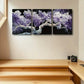 3pcs Purple and White Tree with Black Background Metal Print Ready to Hang Art