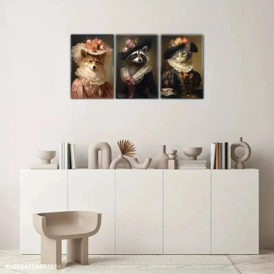 3pcs Royal Animal Painting Renaissance Poster Metal Print Ready to Hang Art