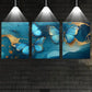 3pcs Abstract Blue & Golden Butterfly Metal Print Ready to Hang Art
