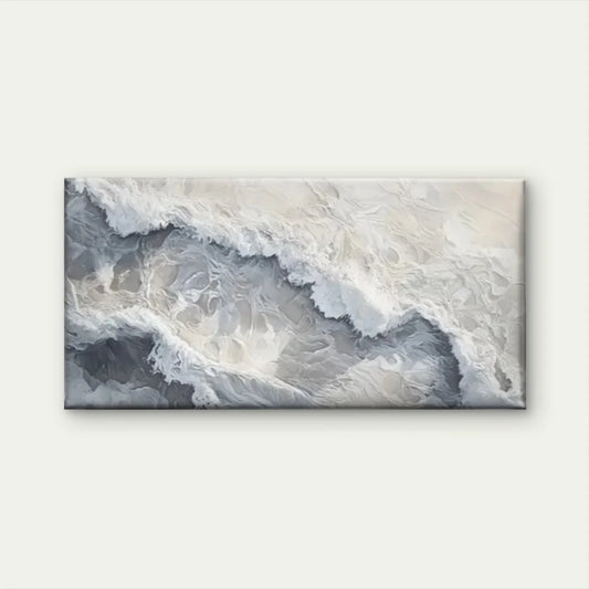 Waves Beach White Perfect Wall Art Canvas Office Home Room Framed 80x45cm