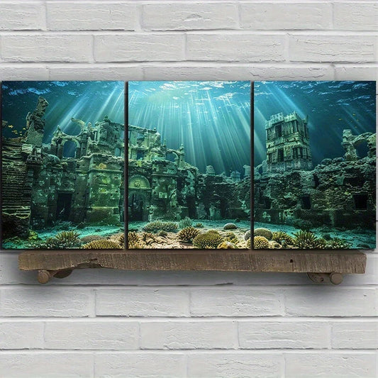3pcs Underwater World Sunlight Metal Print Ready to Hang Art