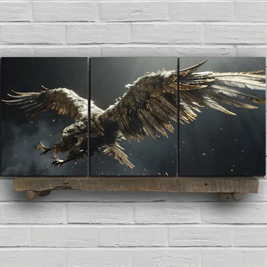 3pcs Flying White Eagle Black & White Metal Print Ready to Hang Art