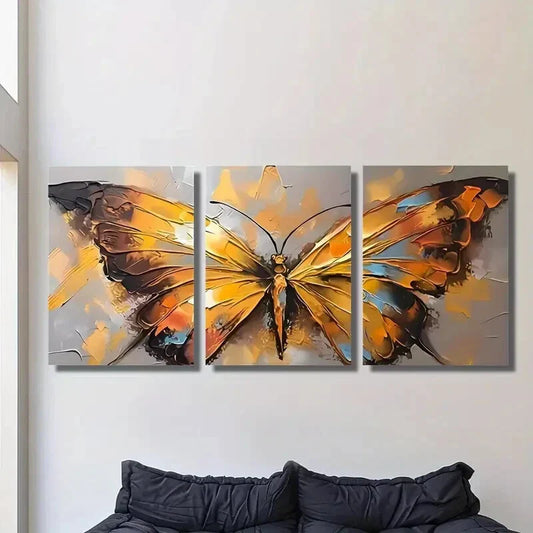 3pcs insect paintings, gorgeous butterflies, Metal Print Ready to Hang Art