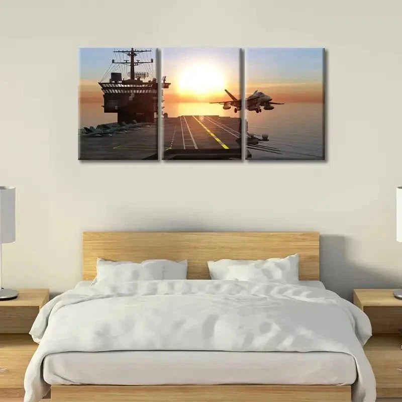 3pcs Aviation Military Aircraft Poster Metal Print Ready to Hang Art