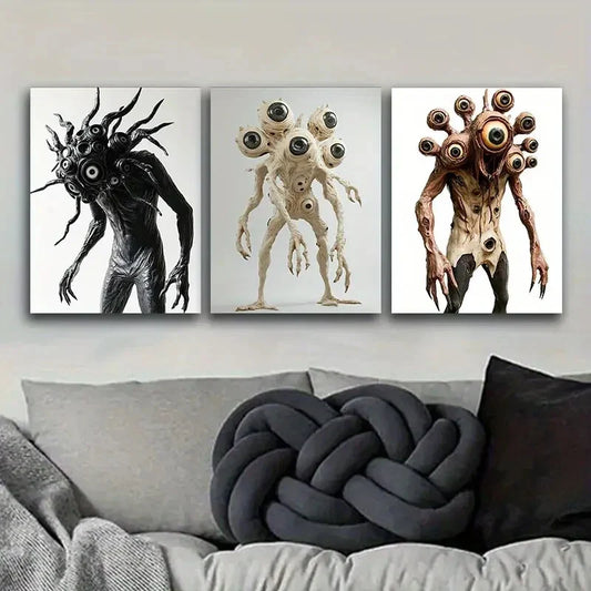 3pcs Eye monster Art Painting  Metal Print Ready to Hang Art