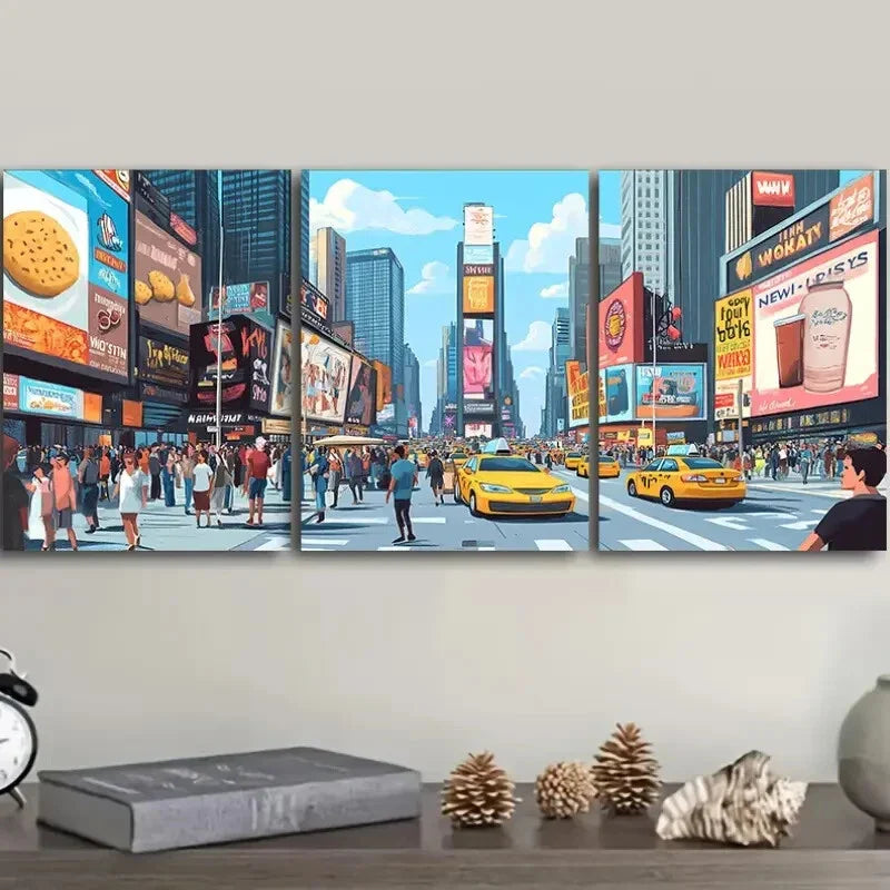 3pcs New York City, Luxurious, Wall Art Set Canvas Framed 40x60cm - High Quality Print 100% Australian Made Wall Canvas Ready to Hang