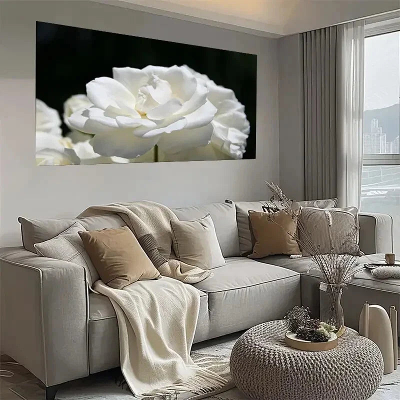 Realistic White Rose Elegant Wall Art wall canvas office home room framed 120x60cm
