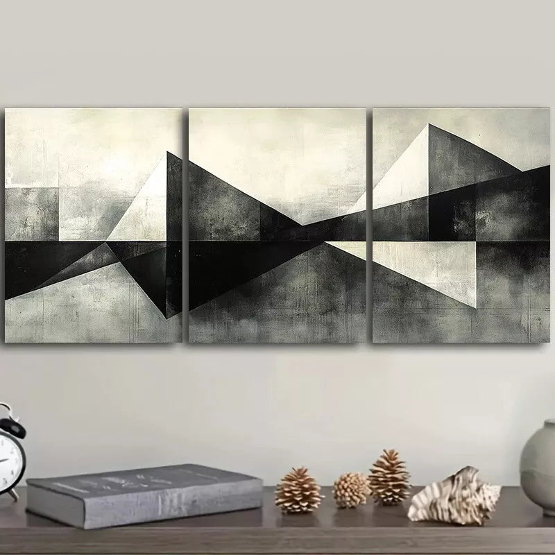 3pcs Geometric Shapes Abstract  Wall Art Set Canvas Framed 40x60cm - High Quality Print 100% Australian Made Wall Canvas Ready to Hang