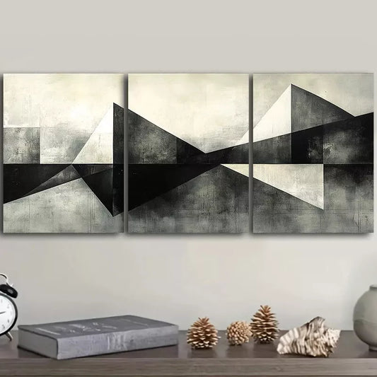 3pcs Geometric Shapes Abstract  Wall Art Set Canvas Framed 40x60cm - High Quality Print 100% Australian Made Wall Canvas Ready to Hang