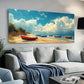 Coastal Sky with Red Boats wall canvas office home room framed 120x60cm