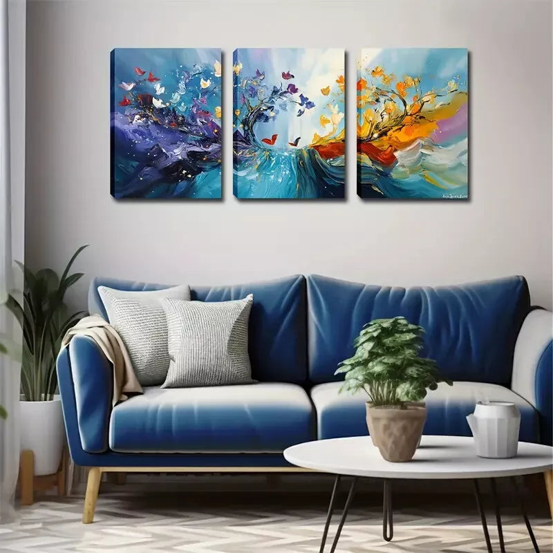 3pcs Magical Abstract Tree Wall Art Set Canvas Framed 40x60cm - High Quality Print 100% Australian Made Wall Canvas Ready to Hang