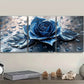 3pcs Blue roses with silver raindrops Metal Print Ready to Hang Art