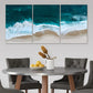 3pcs Ocean Waves Beach Blue & White Metal Print Ready to Hang Art