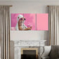 3pcs Leopard with Fashion Glasses Drinking Coffee Metal Print Ready to Hang Art