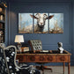 3pcs Artistic Goat, Curved Horn, White Flower Metal Print Ready to Hang Art