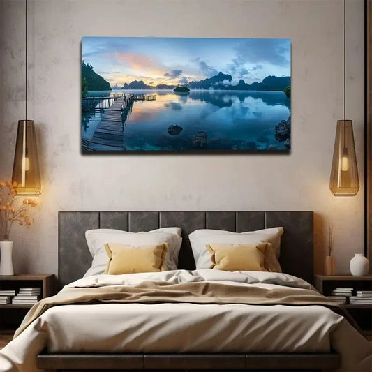 Sunset Sky Modern Bohemian Wall Art canvas office home room framed 120x60cm