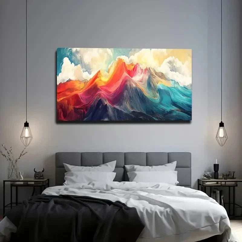 Colorful Mountains Modern Wall Art Canvas Office Home Room Framed 120x60cm