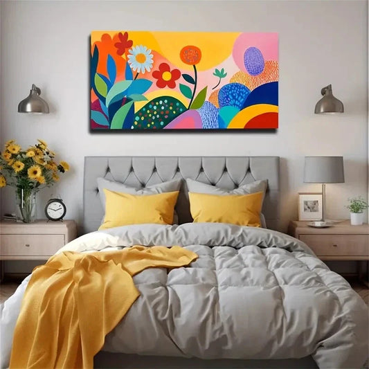 Colorful Abstract Floral Décor Wall Art Canvas Office Home Room Framed 120x60cm
